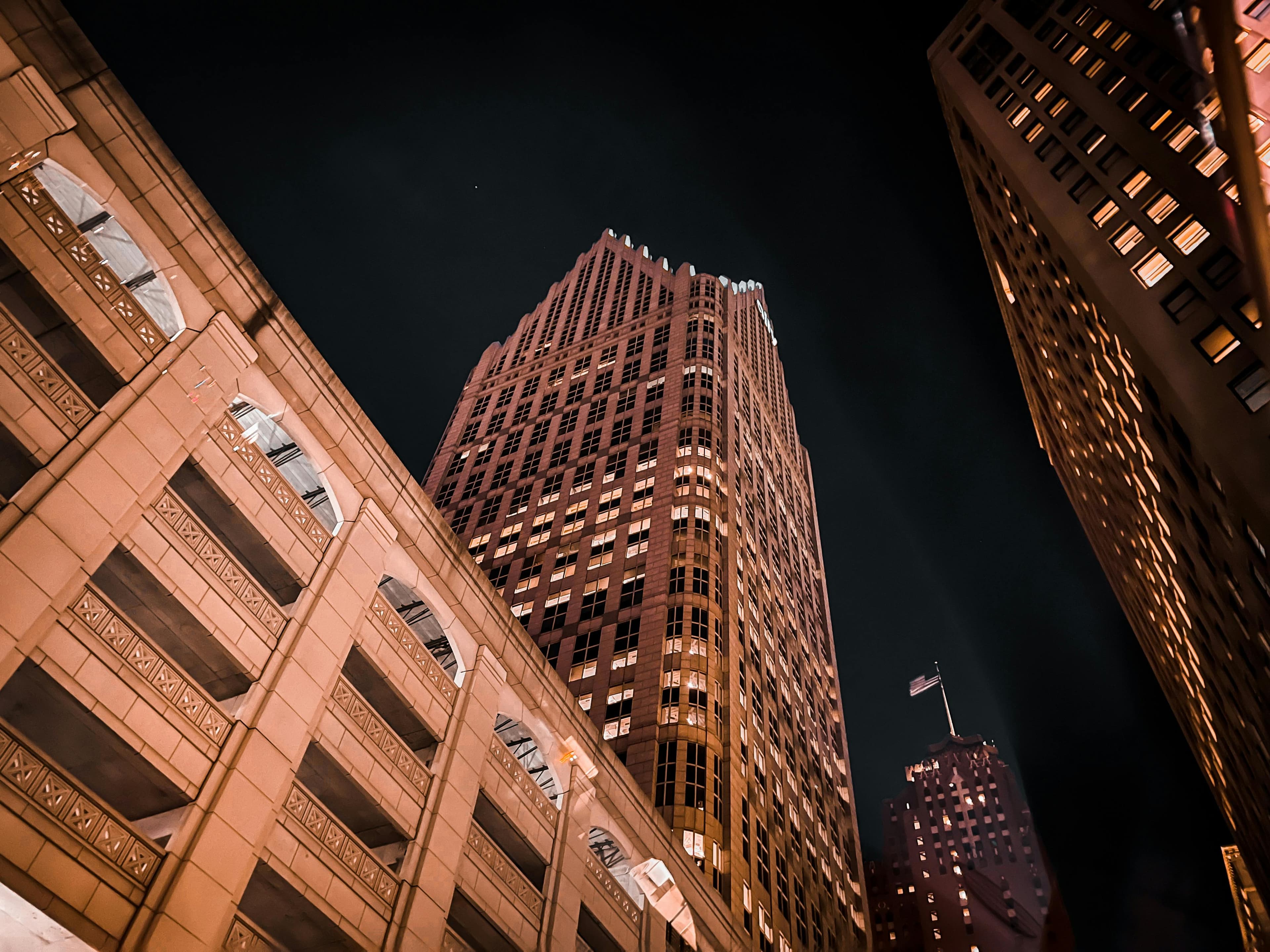 Detroit skyline night